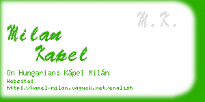 milan kapel business card