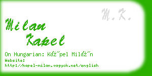 milan kapel business card